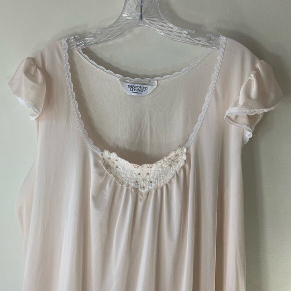Improved Living Sheer Nightgown with Frilly Cap Sleeves and Embroidered Detail - Picture 9 of 12